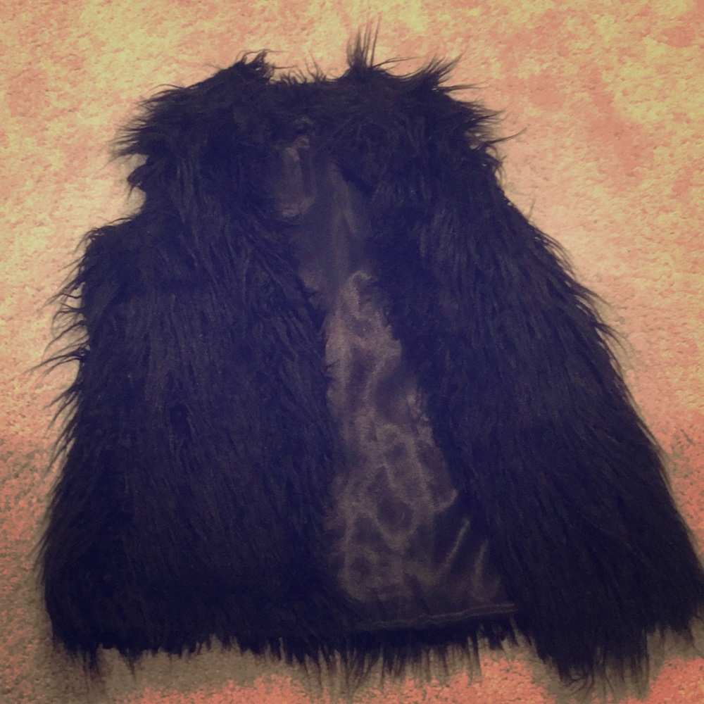 Black Faux Fur Vest